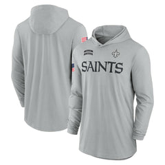 New Orleans Saints 2024 Salute to Service Lightweight Dri-FIT Long Sleeve Hoodie T-Shirt Gray - Nike