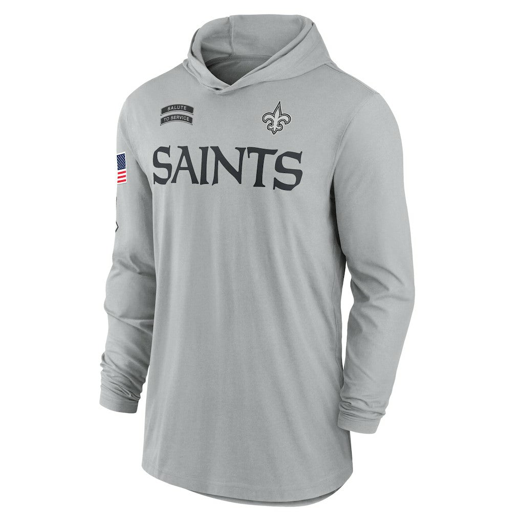 New Orleans Saints 2024 Salute to Service Lightweight Dri-FIT Long Sleeve Hoodie T-Shirt Gray - Nike