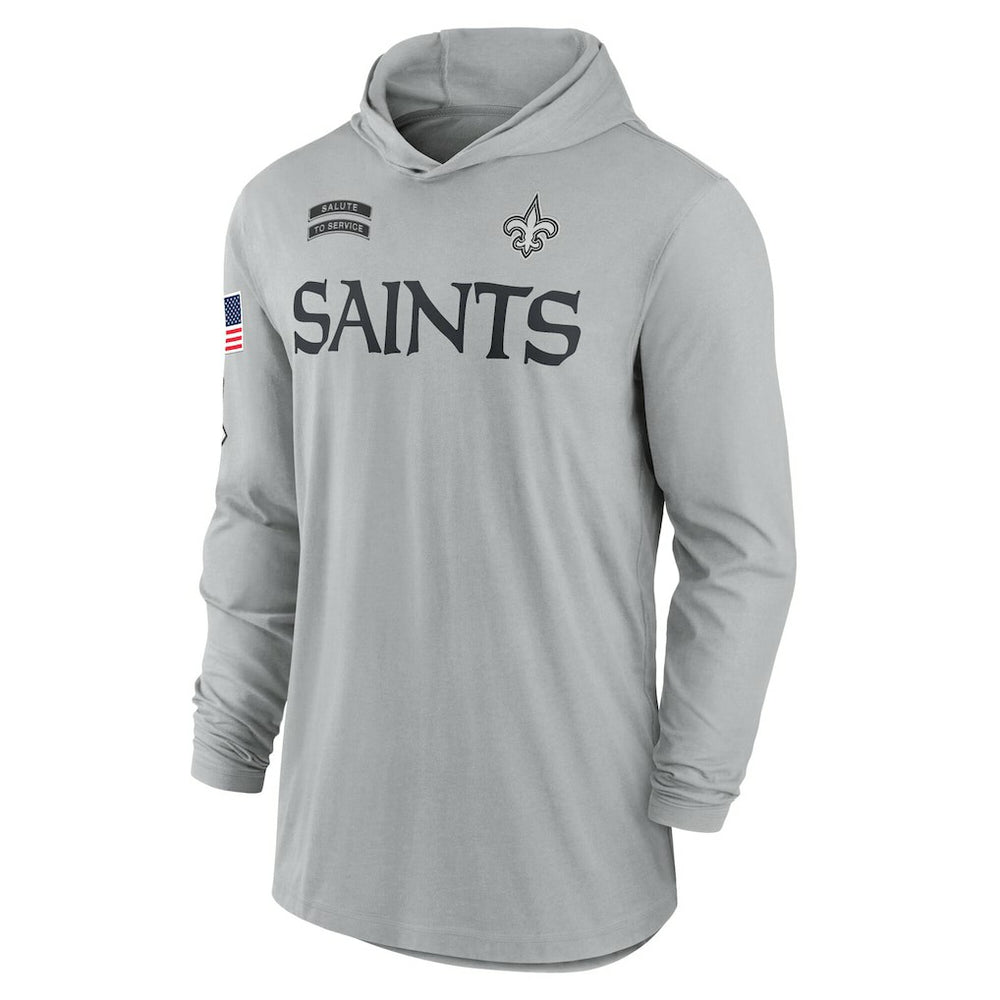 New Orleans Saints 2024 Salute to Service Lightweight Dri-FIT Long Sleeve Hoodie T-Shirt Gray - Nike