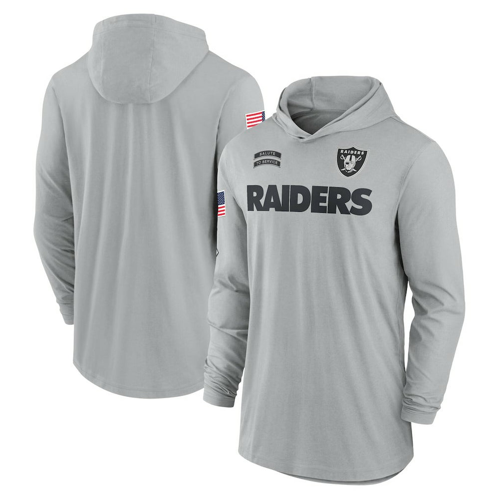 Las Vegas Raiders 2024 Salute to Service Lightweight Dri-FIT Long Sleeve Hoodie T-Shirt Gray - Nike