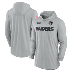 Las Vegas Raiders 2024 Salute to Service Lightweight Dri-FIT Long Sleeve Hoodie T-Shirt Gray - Nike