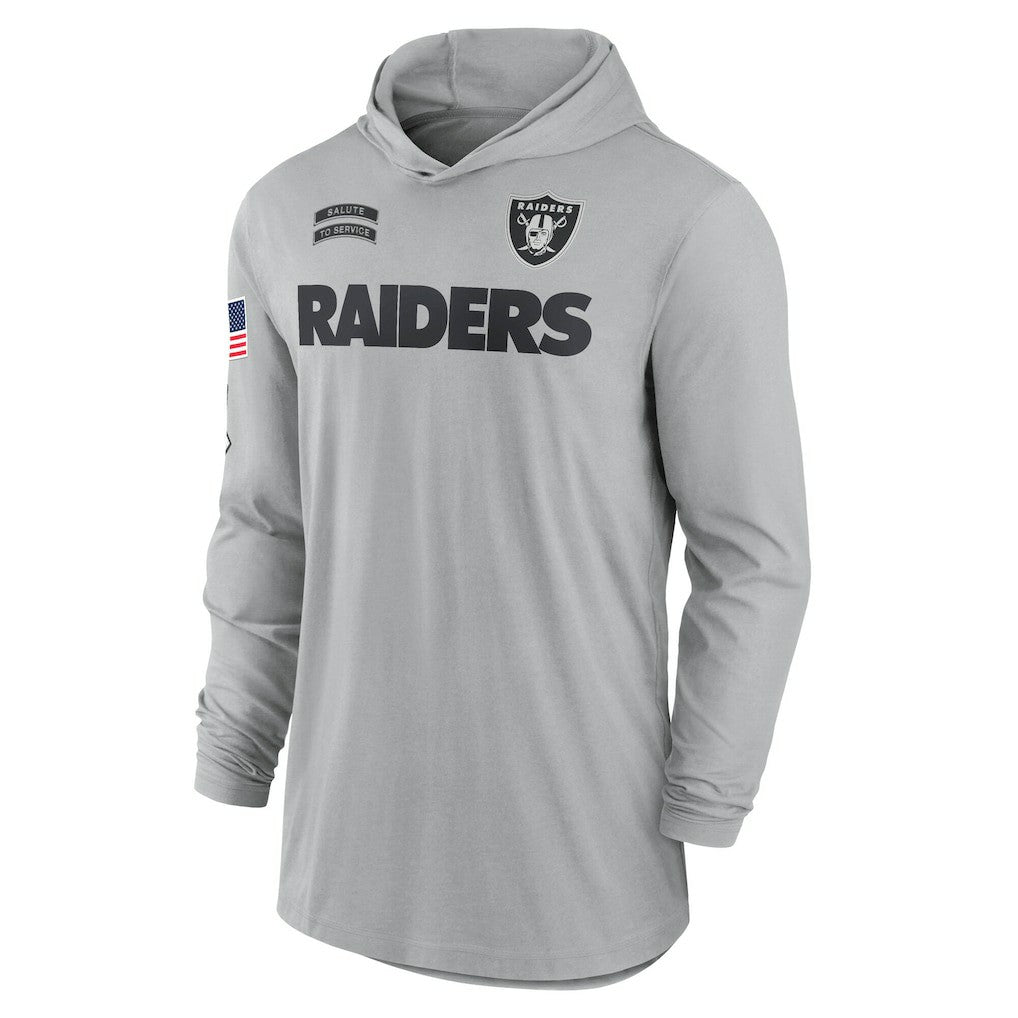 Las Vegas Raiders 2024 Salute to Service Lightweight Dri-FIT Long Sleeve Hoodie T-Shirt Gray - Nike