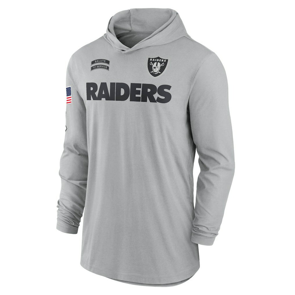 Las Vegas Raiders 2024 Salute to Service Lightweight Dri-FIT Long Sleeve Hoodie T-Shirt Gray - Nike