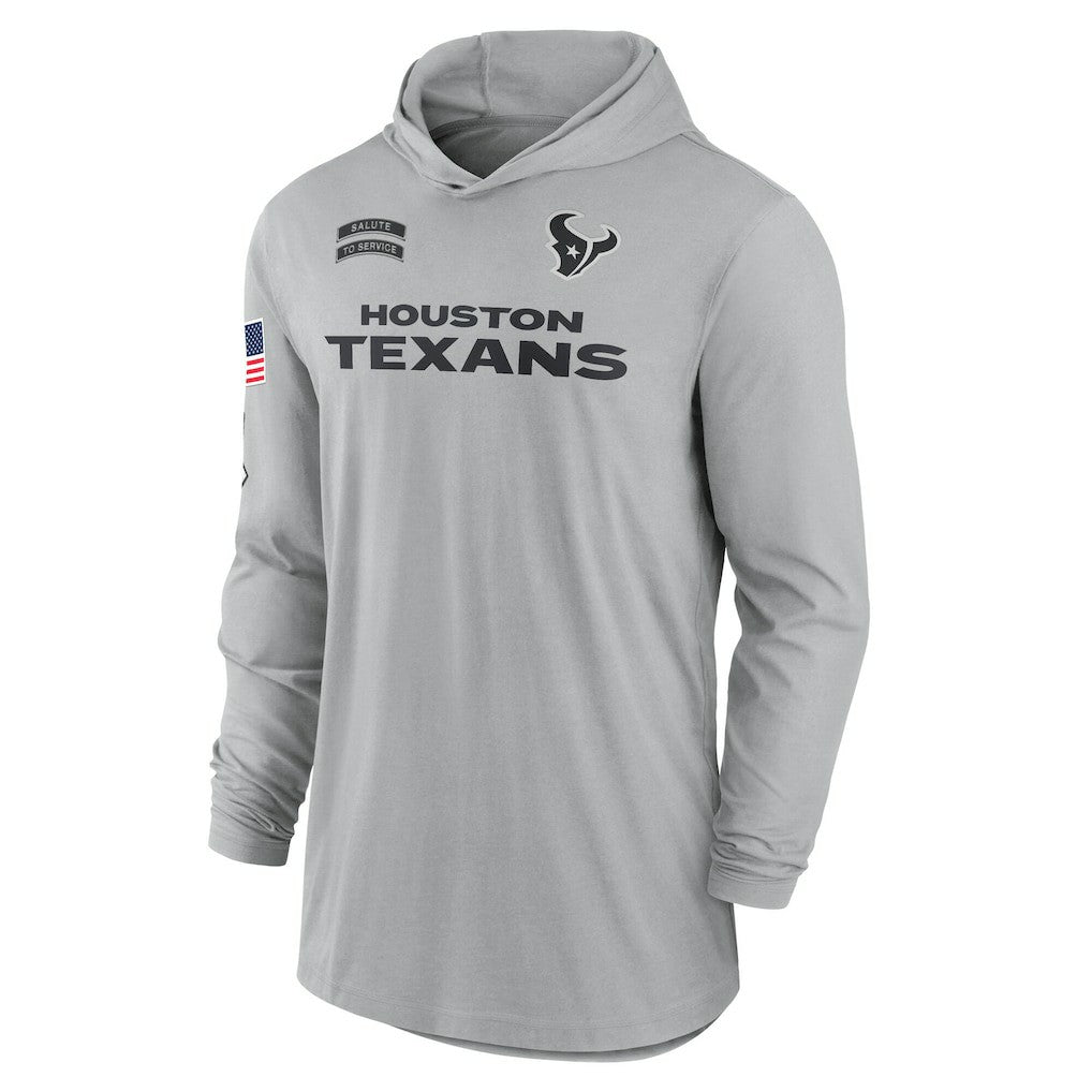 Houston Texans 2024 Salute to Service Lightweight Dri-FIT Long Sleeve Hoodie T-Shirt Gray - Nike