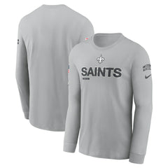 New Orleans Saints 2024 Salute To Service Long Sleeve T-Shirt Gray - Nike