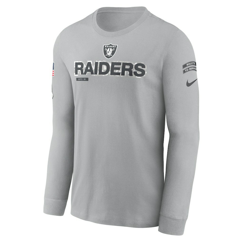 Las Vegas Raiders 2024 Salute To Service Long Sleeve T-Shirt Gray - Nike