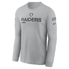 Las Vegas Raiders 2024 Salute To Service Long Sleeve T-Shirt Gray - Nike