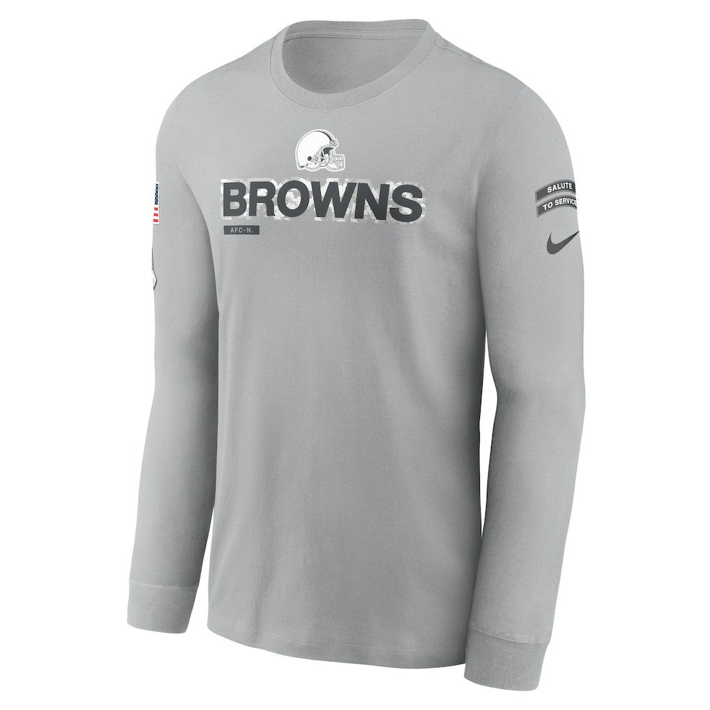Cleveland Browns 2024 Salute To Service Long Sleeve T-Shirt Gray - Nike
