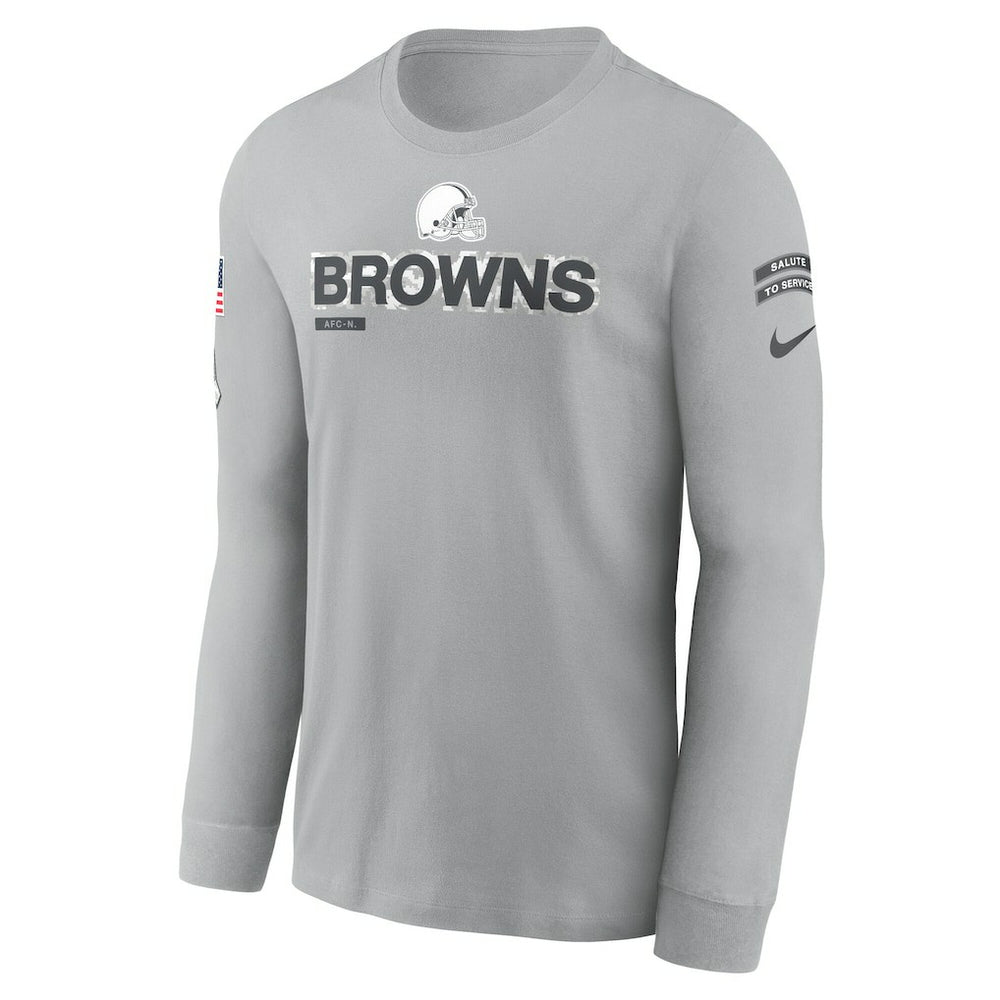 Cleveland Browns 2024 Salute To Service Long Sleeve T-Shirt Gray - Nike