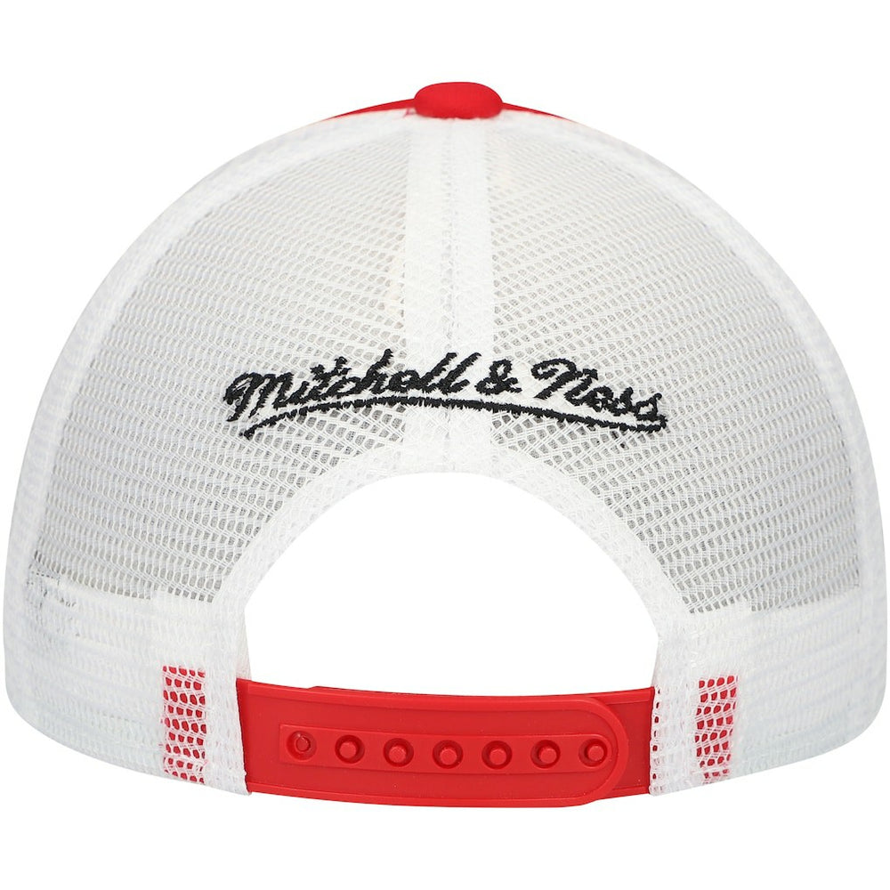 San Francisco 49ers Youth Stripe Trucker Adjustable Hat Scarlet - Mitchell & Ness