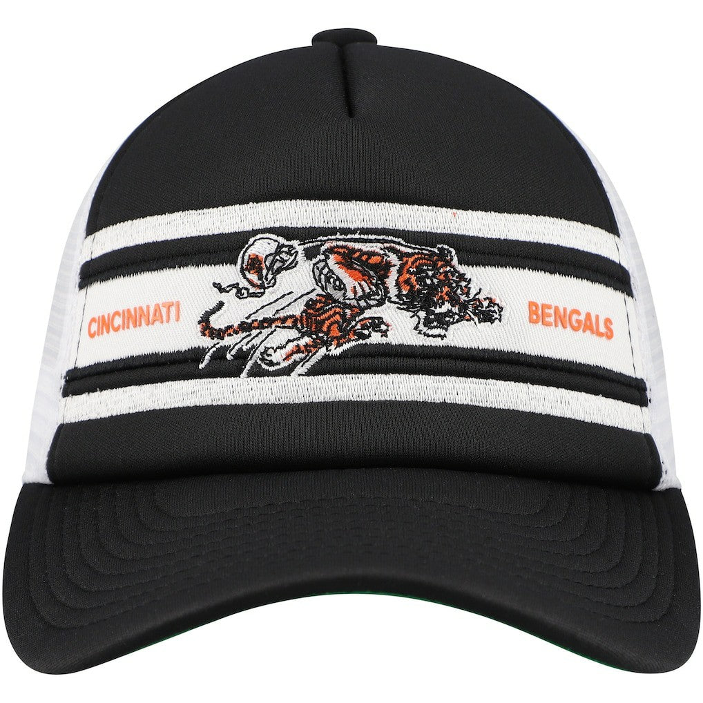 Cincinnati Bengals Youth Stripe Trucker Adjustable Hat Black - Mitchell & Ness