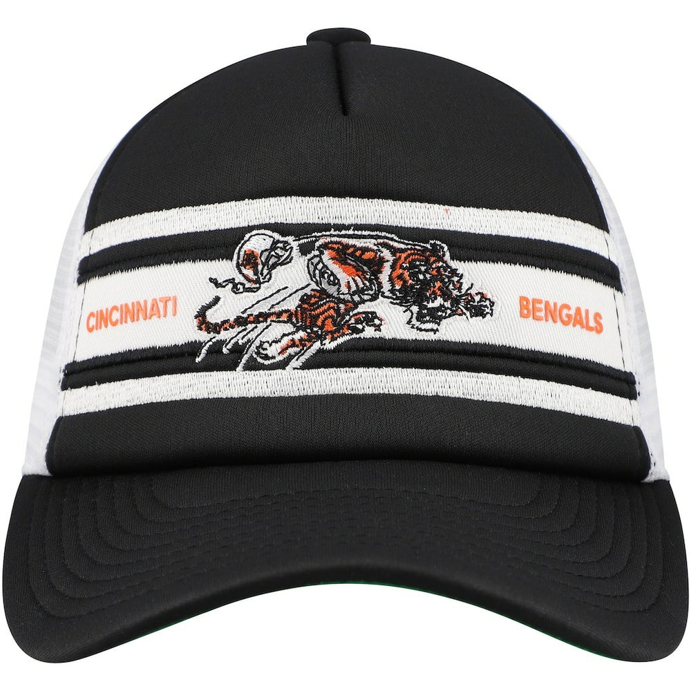 Cincinnati Bengals Youth Stripe Trucker Adjustable Hat Black - Mitchell & Ness