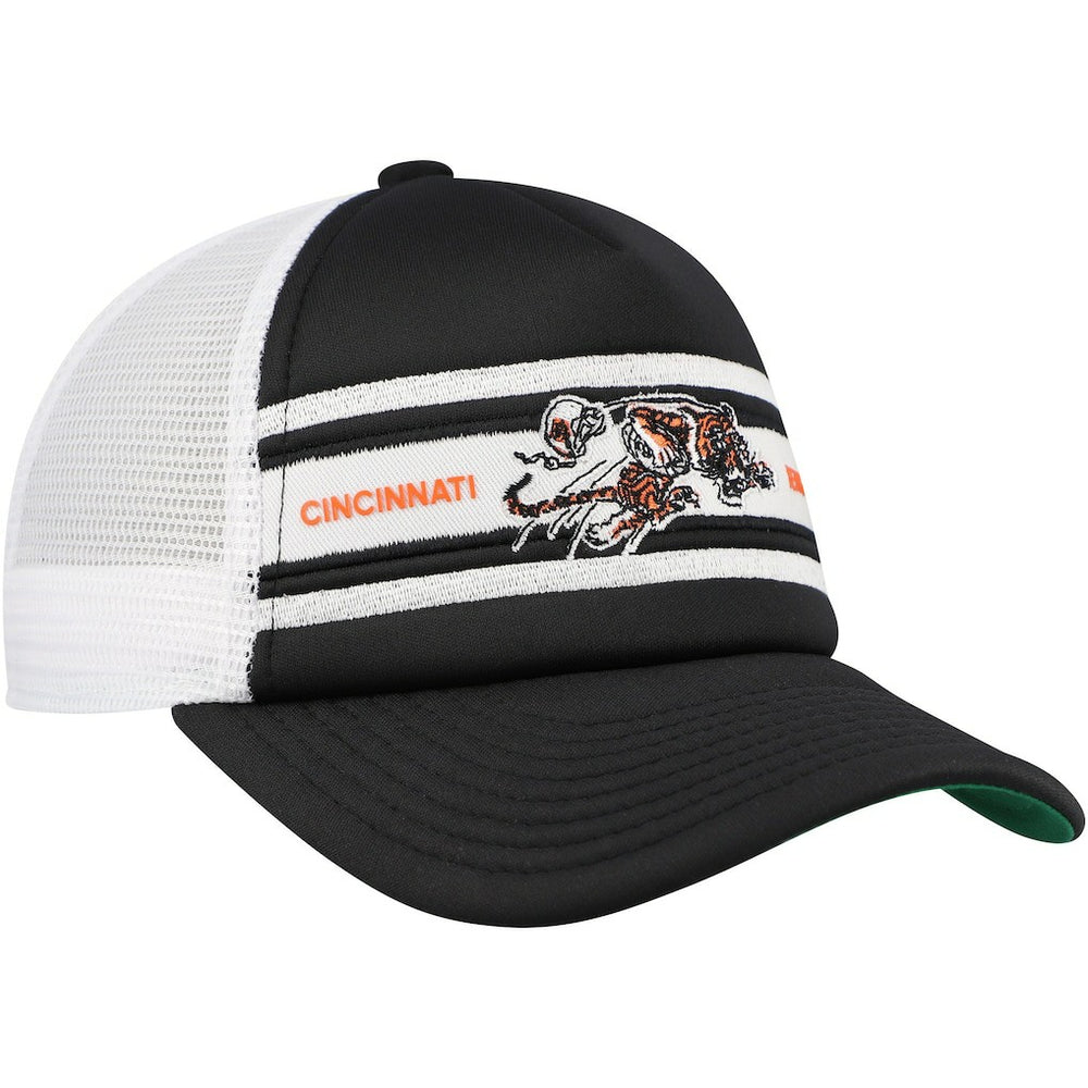 Cincinnati Bengals Youth Stripe Trucker Adjustable Hat Black - Mitchell & Ness