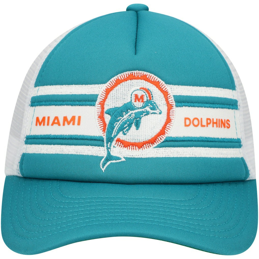 Miami Dolphins Youth Stripe Trucker Adjustable Hat Aqua - Mitchell & Ness