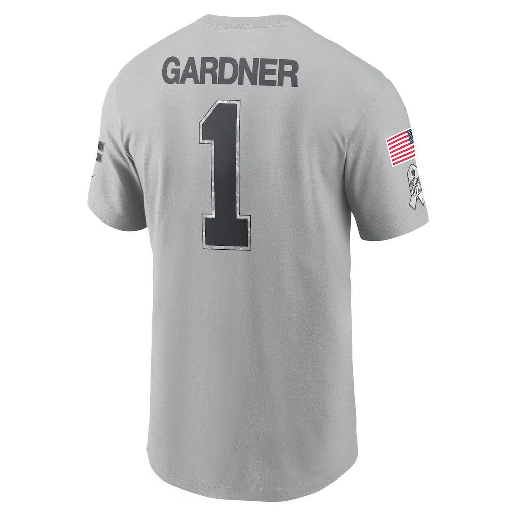 Ahmad Sauce Gardner New York Jets 2024 Salute To Service Name & Number T-Shirt Gray - Nike