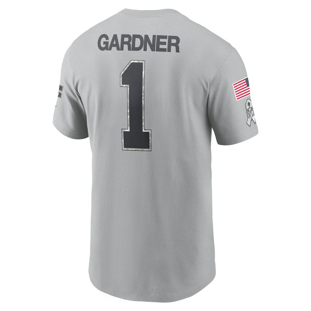 Ahmad Sauce Gardner New York Jets 2024 Salute To Service Name & Number T-Shirt Gray - Nike