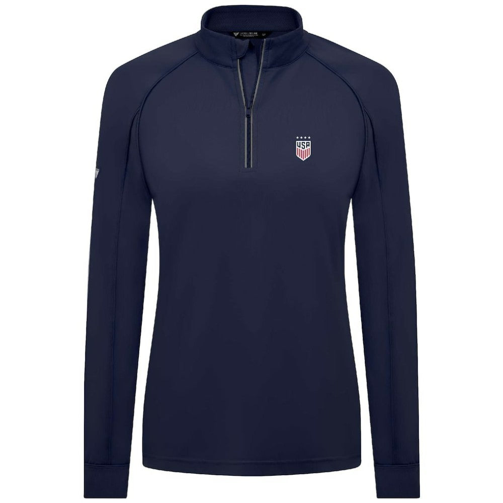 USWNT Levelwear Women's Kinetic Insignia Quarter-Zip Pullover - Navy