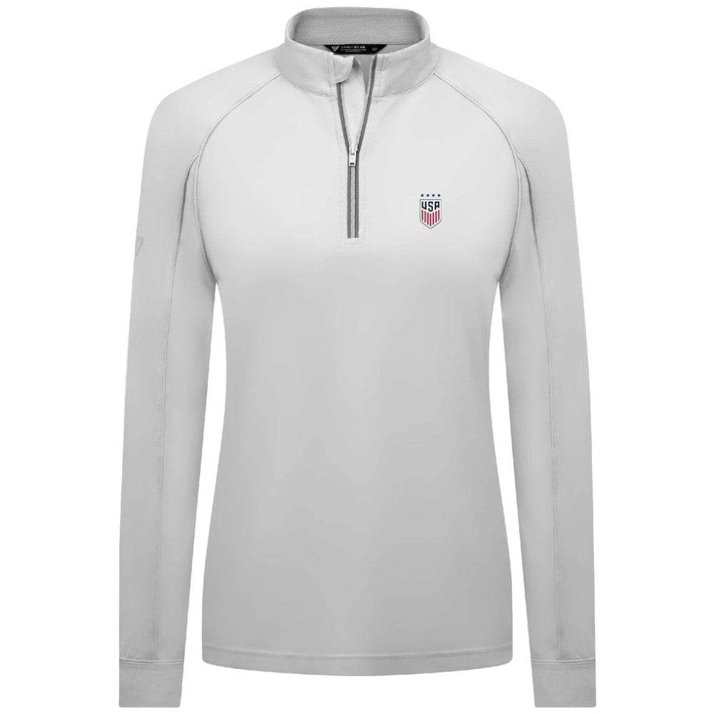 USWNT Levelwear Women's Kinetic Insignia Quarter-Zip Pullover - White