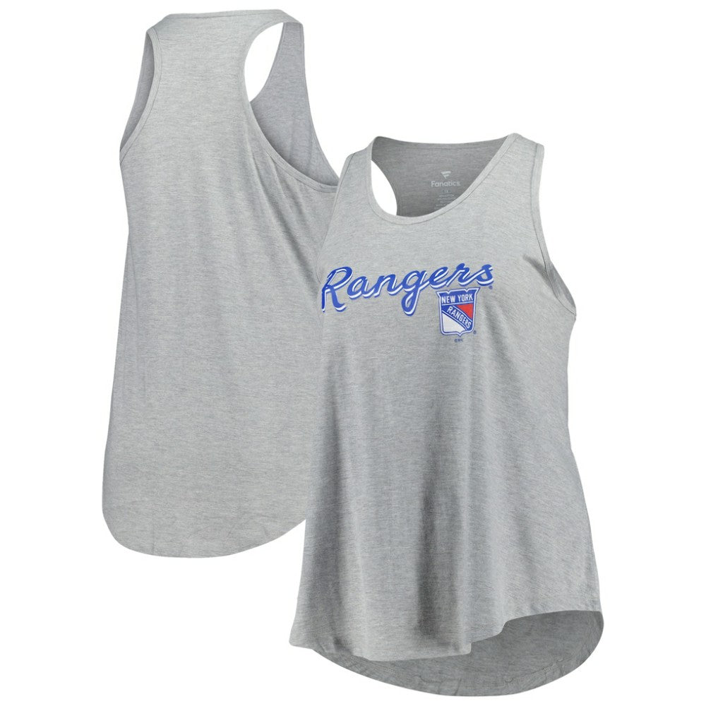 New York Rangers Fanatics Women's Plus Size Racerback Tank Top Heather Gray