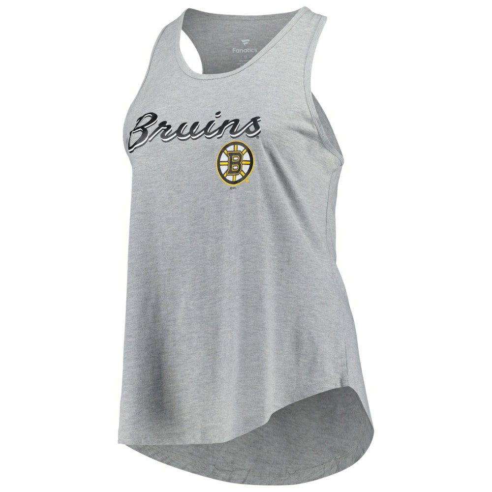 Boston Bruins Fanatics Women's Plus Size Racerback Tank Top Heather Gray