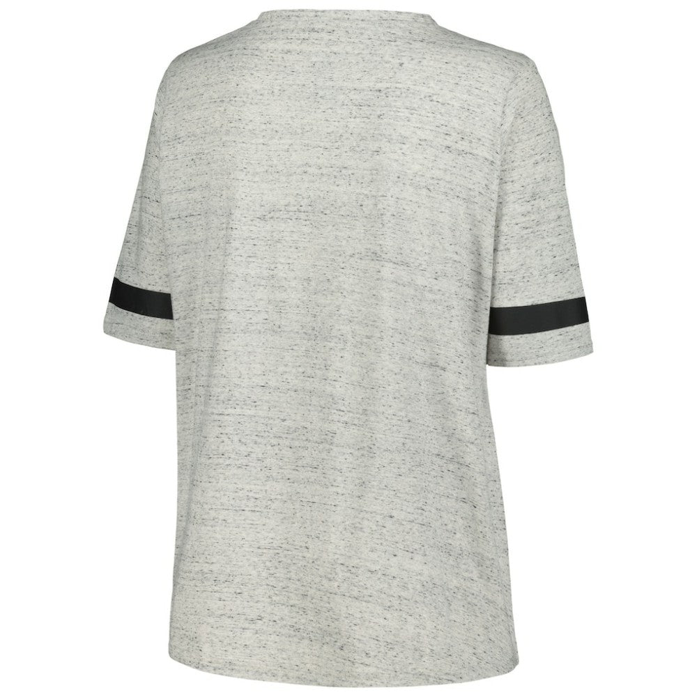 Pittsburgh Penguins Fanatics Women's Plus Size Lace-Up T-Shirt Heather Gray