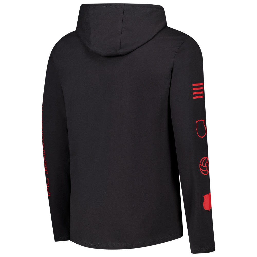 Barcelona Wordmark Long Sleeve Hoodie T-Shirts- Charcoal