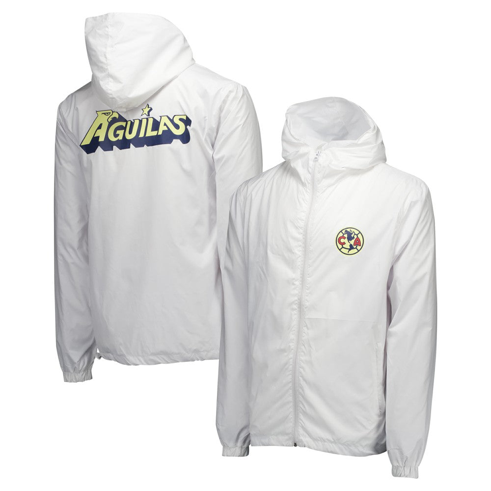 Club America Home Match Hoodie Full-Zip Windbreaker Jacket - White