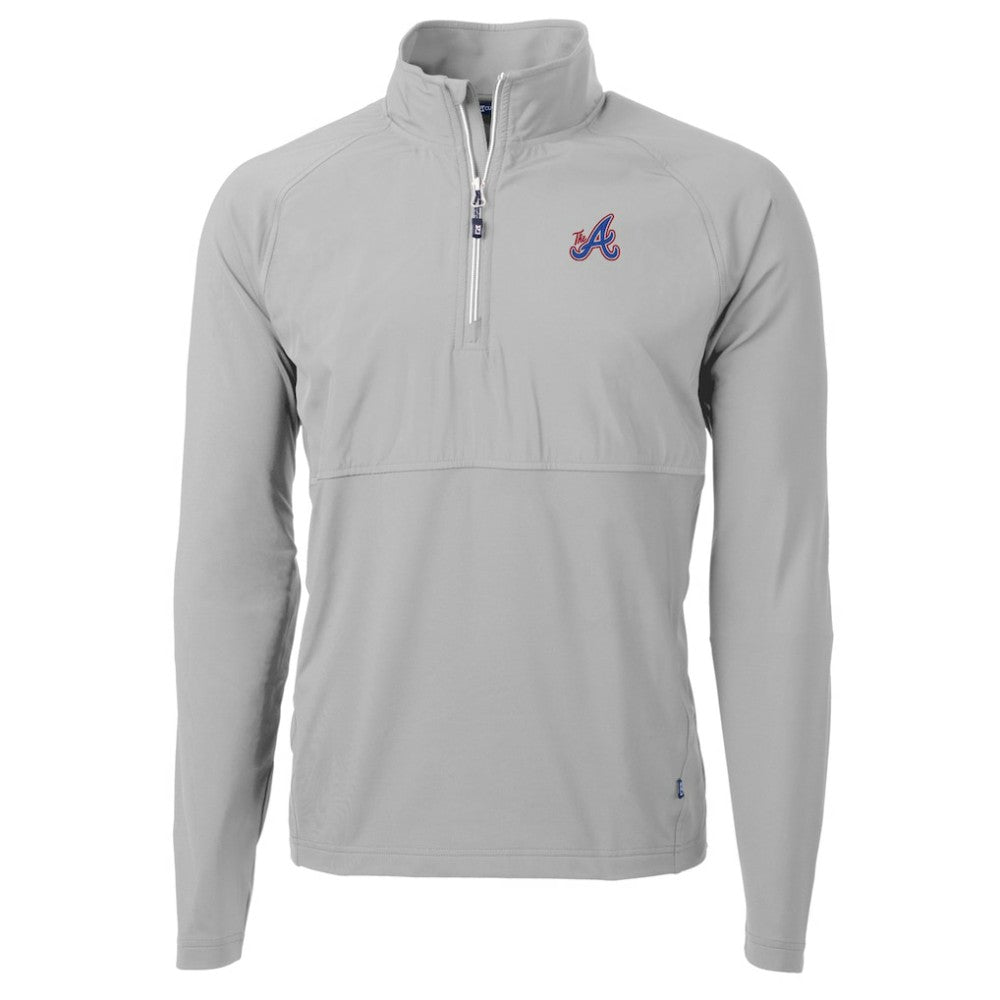 Atlanta Braves Cutter & Buck City Connect Adapt Eco Knit Hybrid Recycled Quarter-Zip Pullover Top Lifestyle