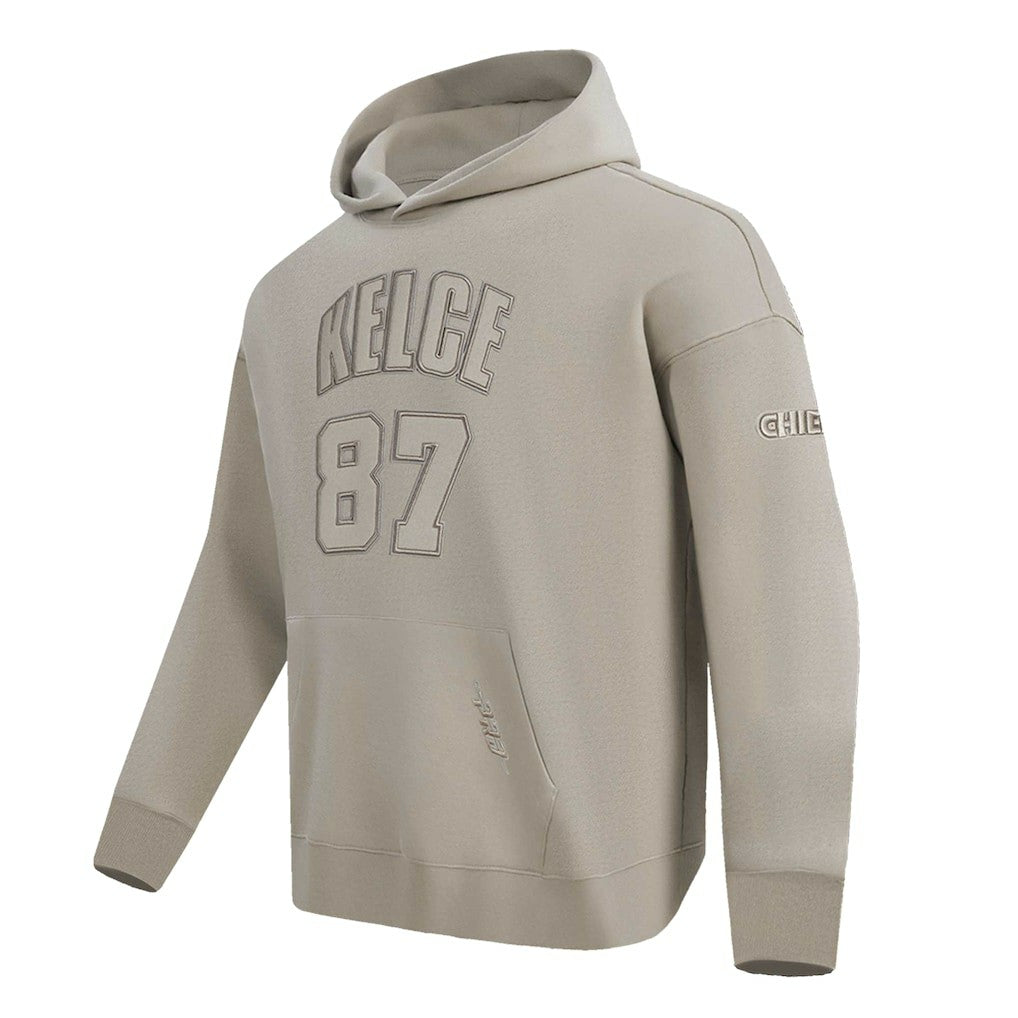 Travis Kelce Kansas City Chiefs Pro Standard Player Name & Number Pullover Hoodie Tan - NFL