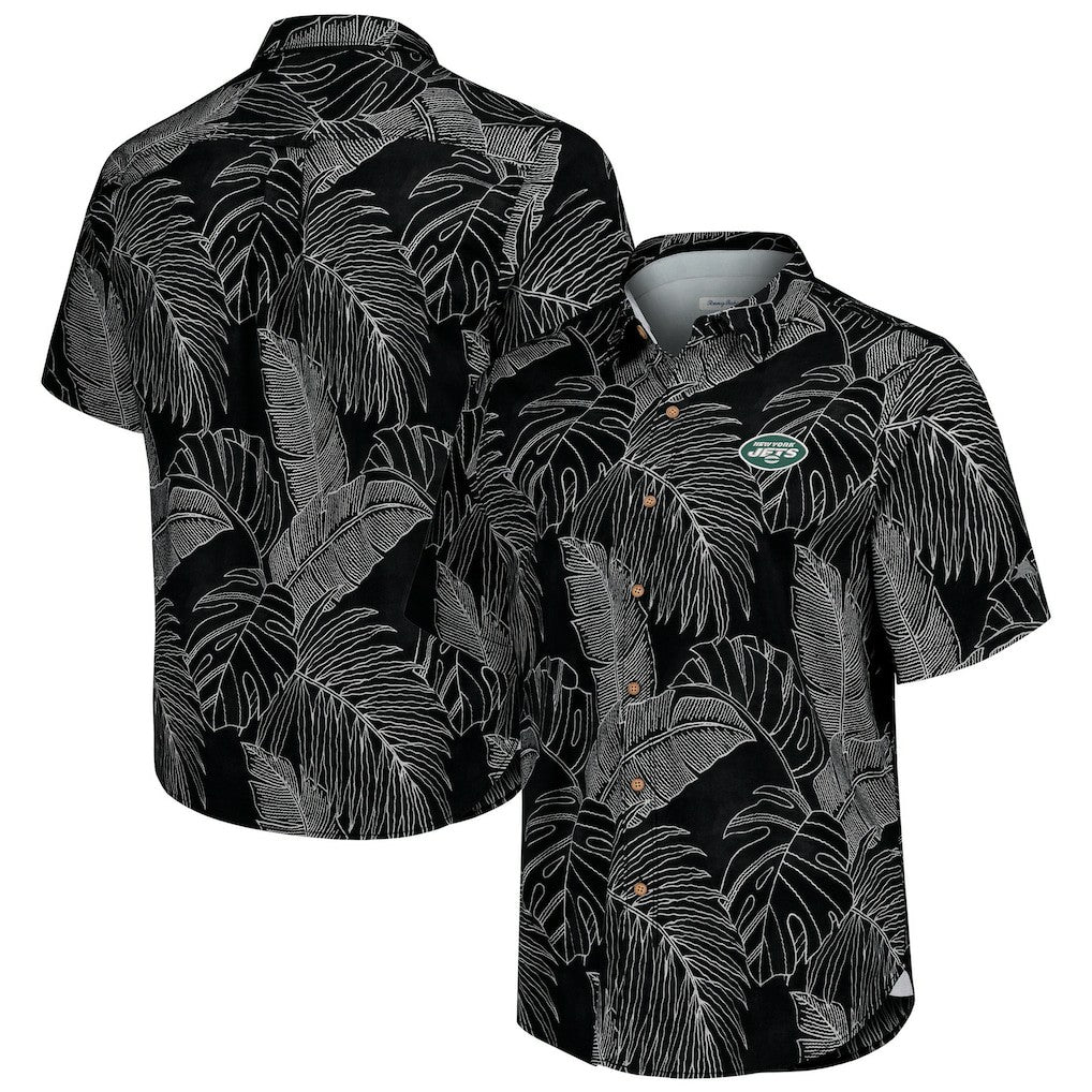 New York Jets Sport Vine Line Button-Down Shirt Black - Tommy Bahama