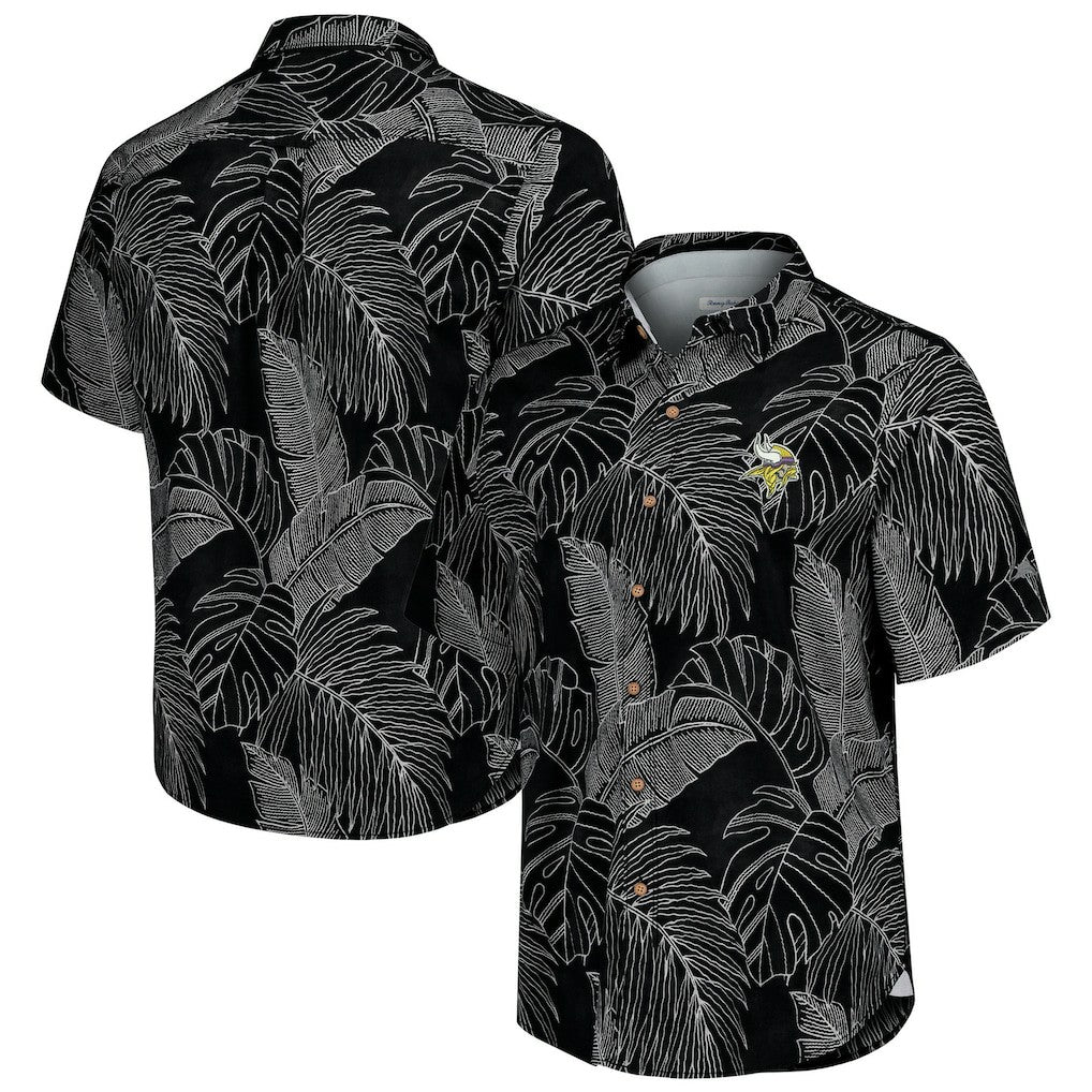 Minnesota Vikings Sport Vine Line Button-Down Shirt Black - Tommy Bahama