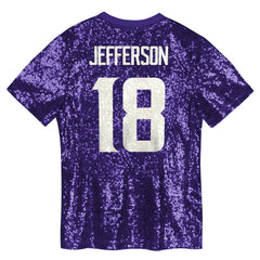 Justin Jefferson Minnesota Vikings Girls Youth Sequin V-Neck Fashion Jersey Purple - NFL