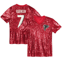 Bijan Robinson Atlanta Falcons Girls Youth Sequin V-Neck Fashion Jersey Red - NFL