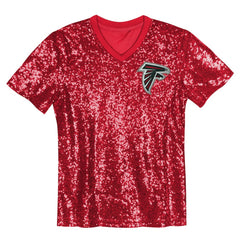 Bijan Robinson Atlanta Falcons Girls Youth Sequin V-Neck Fashion Jersey Red - NFL