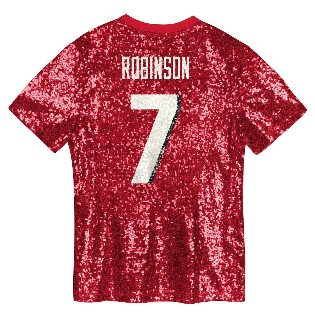 Bijan Robinson Atlanta Falcons Girls Youth Sequin V-Neck Fashion Jersey Red - NFL
