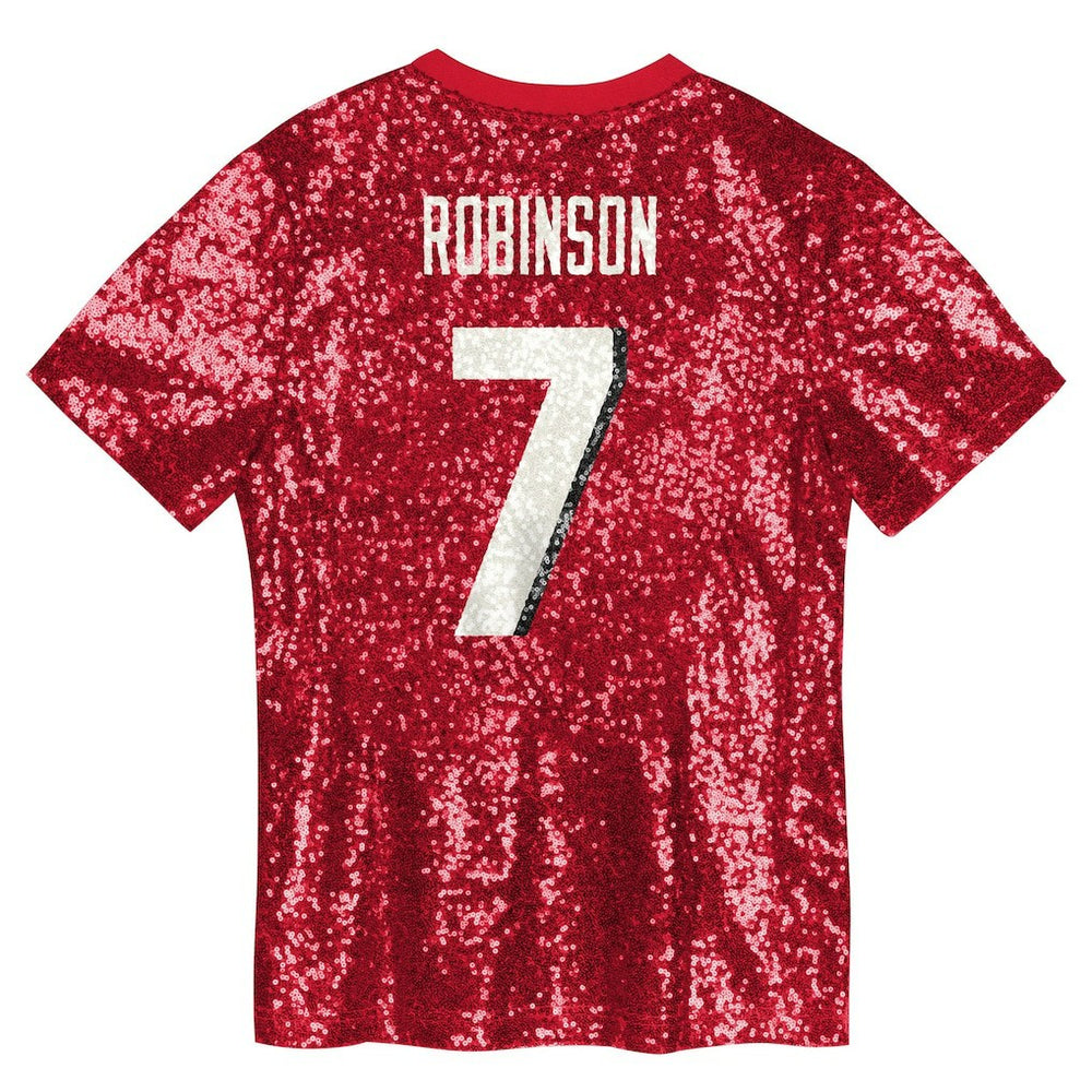 Bijan Robinson Atlanta Falcons Girls Youth Sequin V-Neck Fashion Jersey Red - NFL