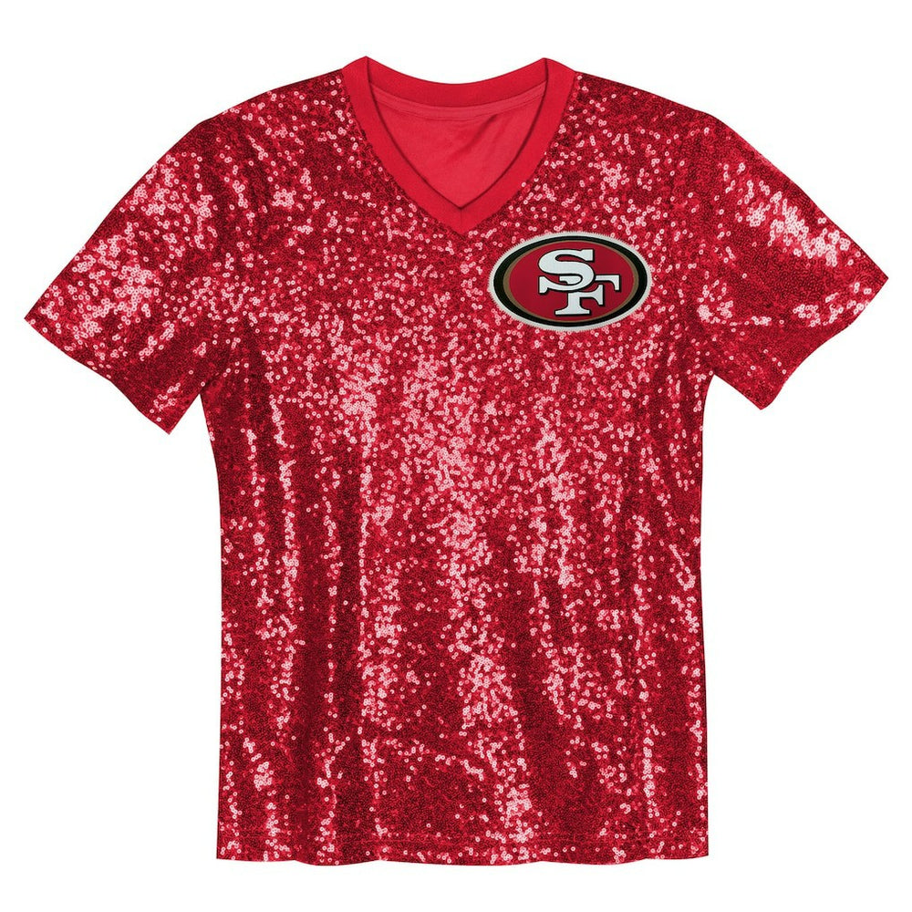 Brock Purdy San Francisco 49ers Girls Youth Sequin V-Neck Fashion Jersey Scarlet - NFL
