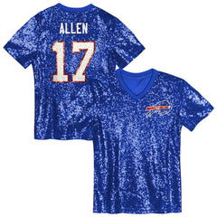 Josh Allen Buffalo Bills Girls Youth Sequin V-Neck Fashion Jersey Royal - NFL