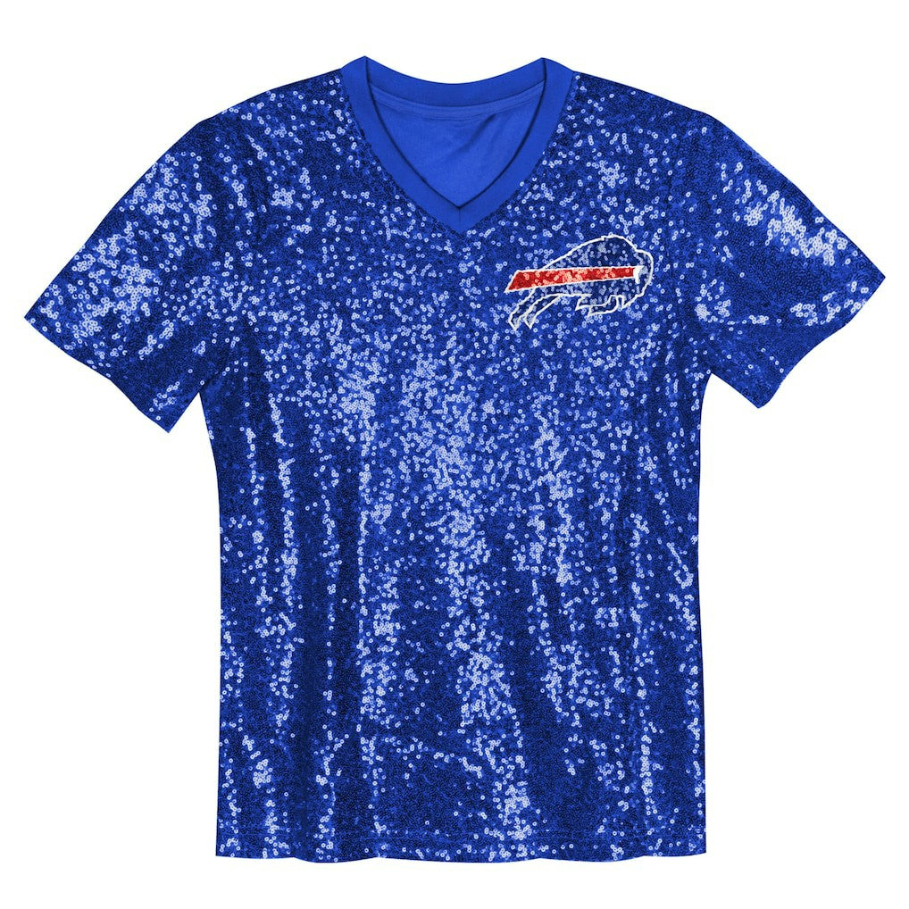 Josh Allen Buffalo Bills Girls Youth Sequin V-Neck Fashion Jersey Royal - NFL