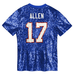 Josh Allen Buffalo Bills Girls Youth Sequin V-Neck Fashion Jersey Royal - NFL
