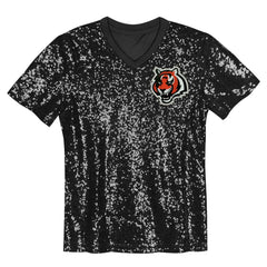 Joe Burrow Cincinnati Bengals Girls Youth Sequin V-Neck Fashion Jersey Black - NFL