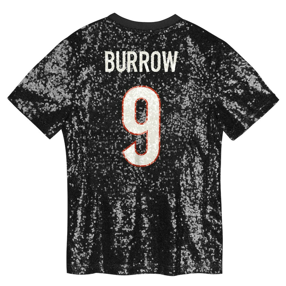 Joe Burrow Cincinnati Bengals Girls Youth Sequin V-Neck Fashion Jersey Black - NFL