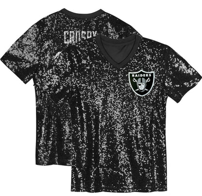 Maxx Crosby Las Vegas Raiders Girls Youth Sequin V-Neck Fashion Jersey - Black cheap | NFL Jerseys