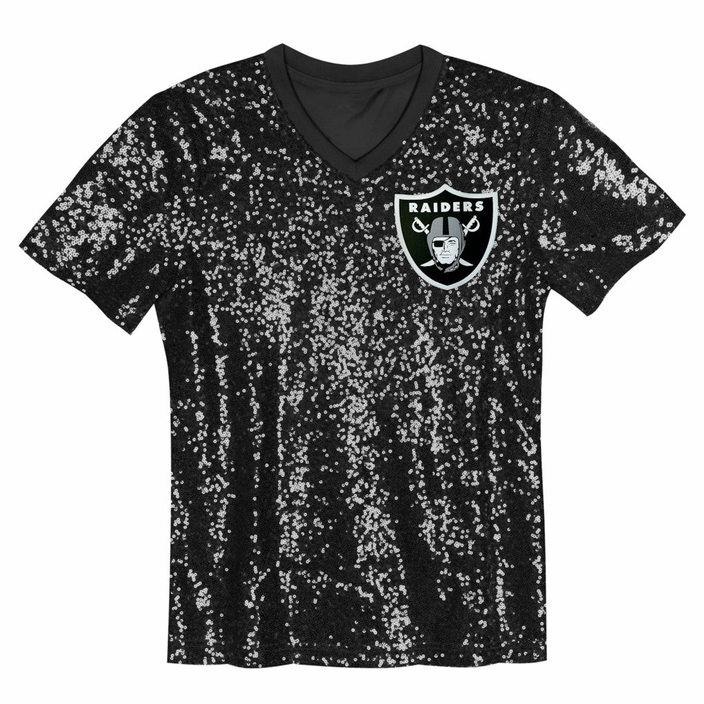Maxx Crosby Las Vegas Raiders Girls Youth Sequin V-Neck Fashion Jersey Black - NFL
