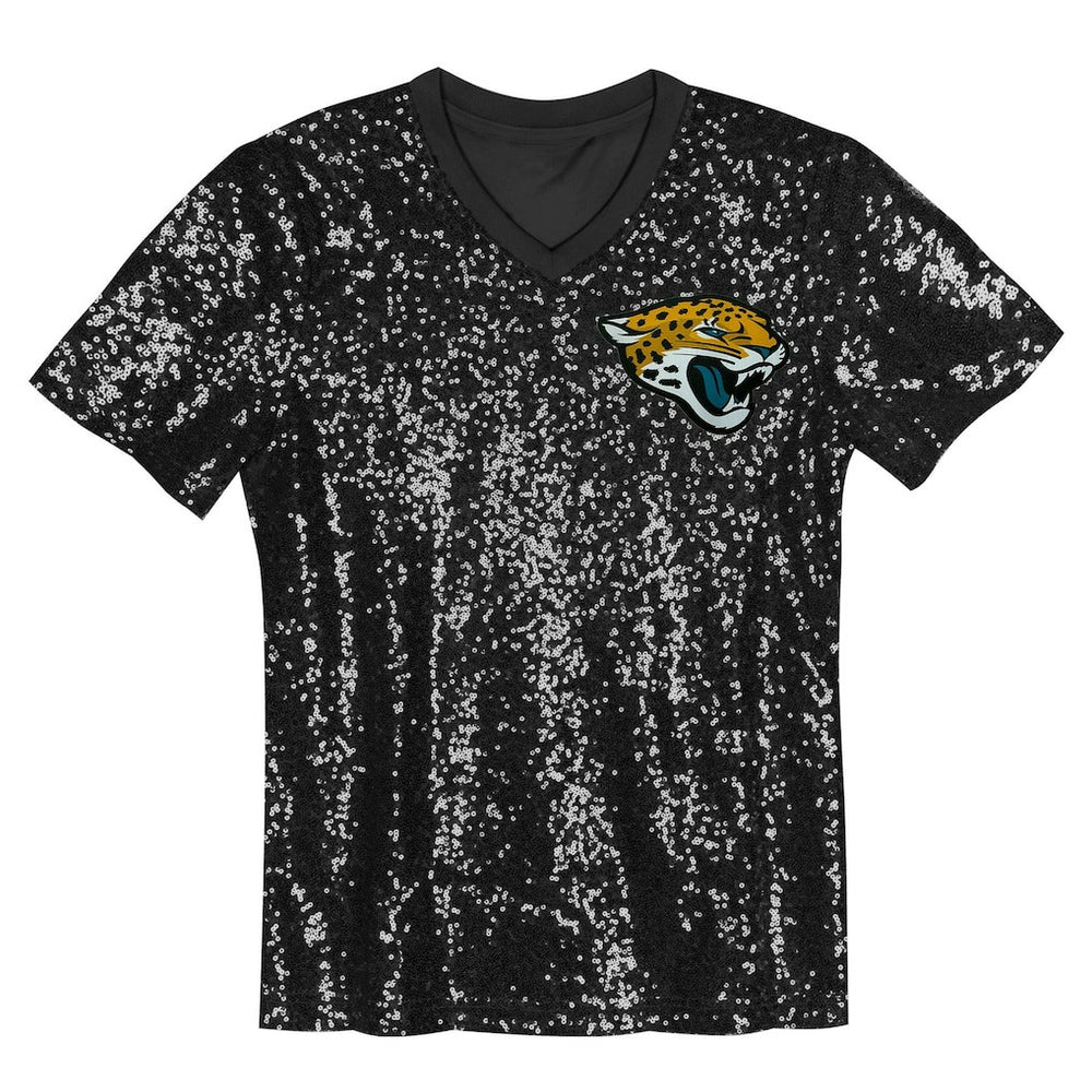 Trevor Lawrence Jacksonville Jaguars Girls Youth Sequin V-Neck Fashion Jersey Black - NFL