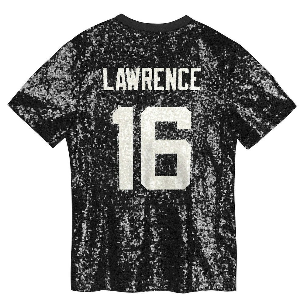 Trevor Lawrence Jacksonville Jaguars Girls Youth Sequin V-Neck Fashion Jersey Black - NFL