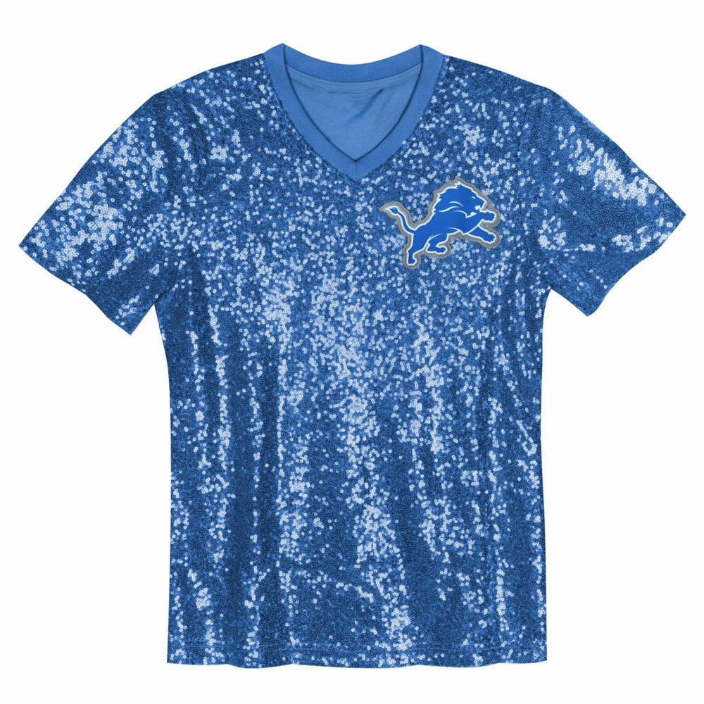 Aidan Hutchinson Detroit Lions Girls Youth Sequin V-Neck Fashion Jersey Blue - NFL
