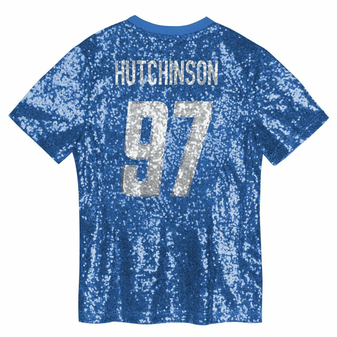 Aidan Hutchinson Detroit Lions Girls Youth Sequin V-Neck Fashion Jersey Blue - NFL