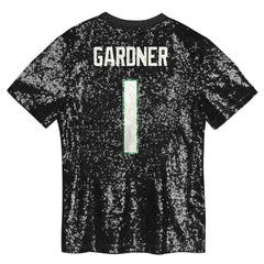 Sauce Gardner New York Jets Girls Youth Sequin V-Neck Fashion Jersey Black - NFL