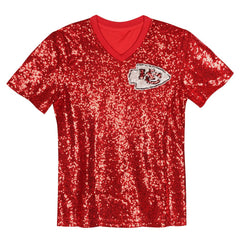 Patrick Mahomes Kansas City Chiefs Girls Youth Sequin V-Neck Fashion Jersey Red - NFL